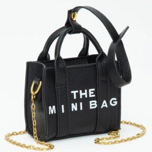 NWT BLACK Mini Tote Bag Crossbody Purse with Chain Strap Shoulder Handbag